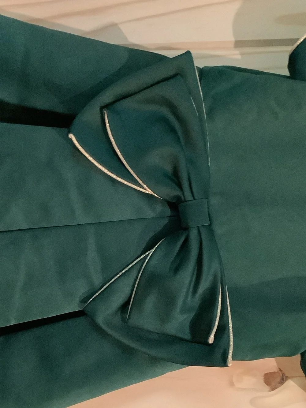 Rare Editions Emerald Green Dress with Gold Trim and Bow